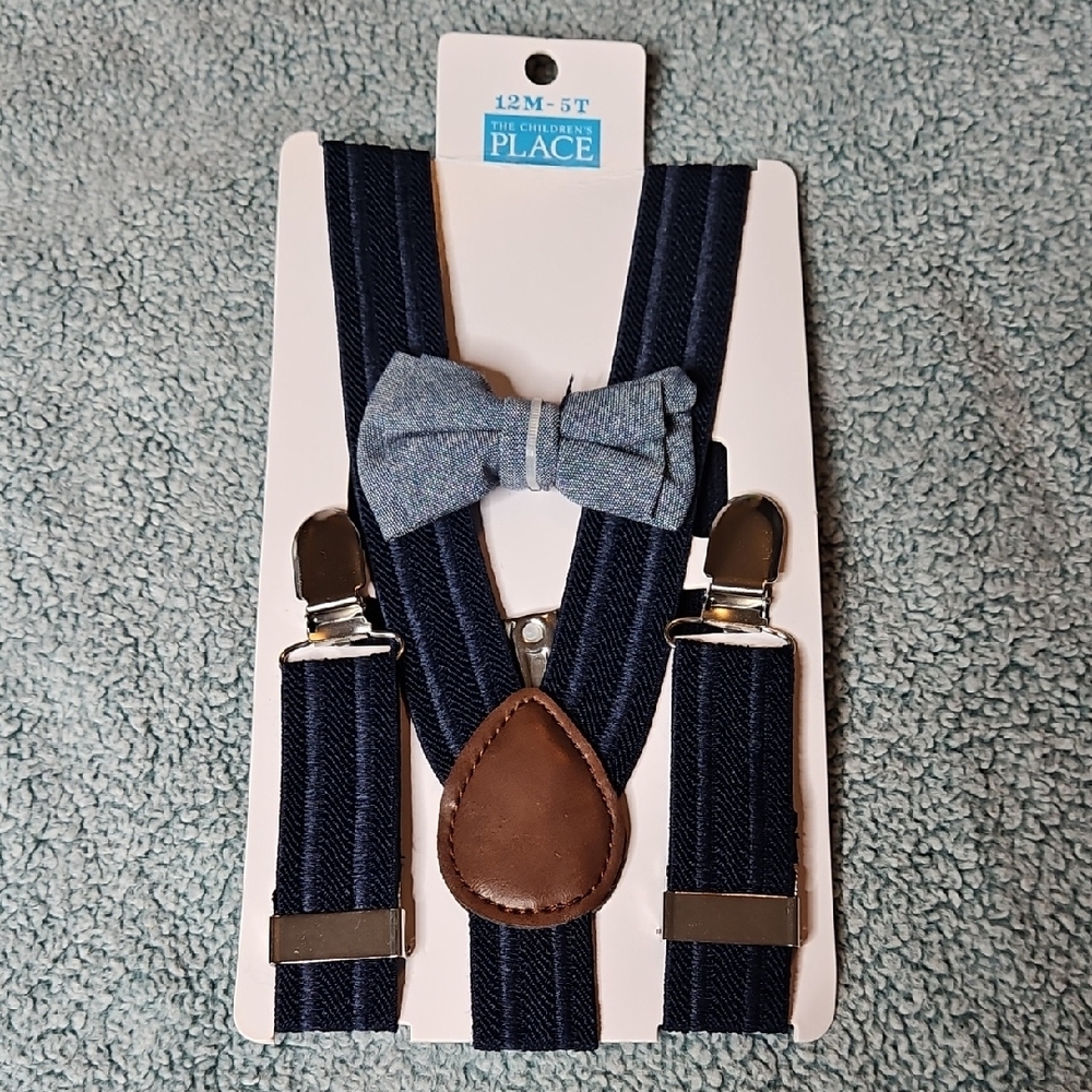 The Children's Place Blue Suspenders and Bow Tie Set